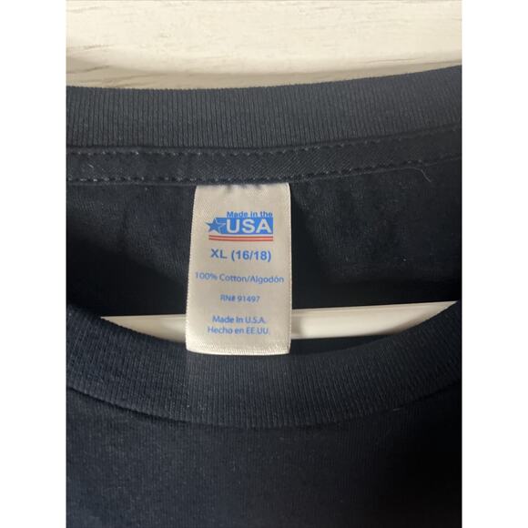 Flag Shirt Adult XL Dark Blue Short Sleeve Crew Neck 2018 Made In the USA Cotton - Picture 5 of 6